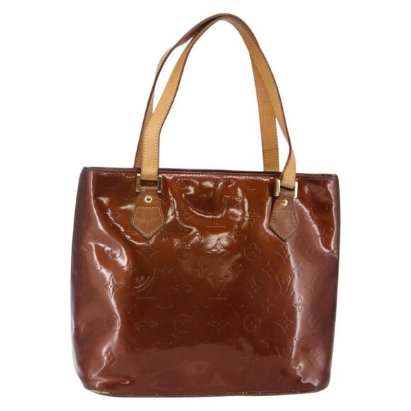 LOUIS VUITTON Monogram Vernis Houston Hand Bag Bronze LV Auth